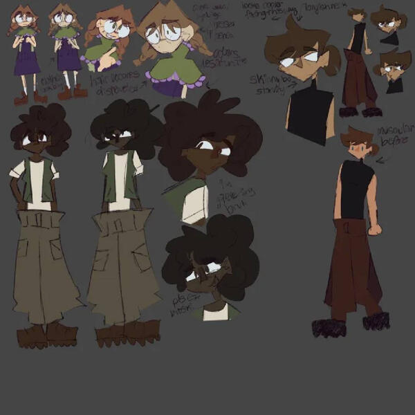 Emmy, June, and Joel Sketches